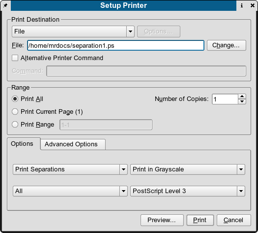 Printing Separations from Scribus